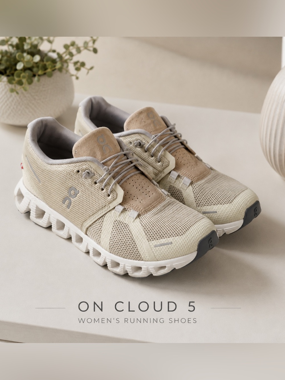On Cloud 5 Women   US 8.5 Cream Sand Running Shoes !🔥🔥